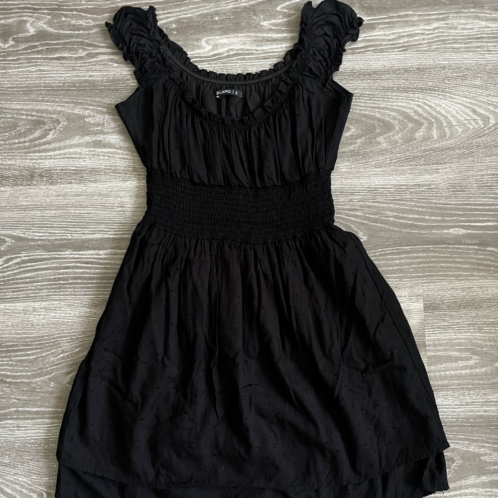 Zudio Black Ruffled Mini Dress